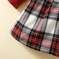 Kucnuzki Toddler Djevojka odjeća 2T jesen zimska haljina 3T dugi rukav V retct rettice patchwork gumb-up