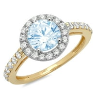 1.86ct okrugli rez plavi simulirani dijamant 14k bijelo žuto zlato graviranje izjava godišnjica Angažman vjenčanje halo prstena veličine 8.25