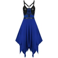 Xihbxyly Clearance Retro haljina za žene, ženska gotička paunk haljina bez rukava haljina na paru Steampunk Haljine ženske kaiševe srednje dužine haljine # predmeti ispod $ plave l