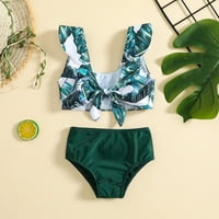Djevojke kupaći kostimu dva ljetna cvjetnog lišća za odmor za odmor zeleni kupaći kostimi Bikini djevojka kupaći kostim 12-mjeseci