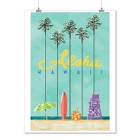Havaji, visoki palms scena na plaži, Aloha