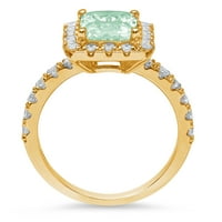 3. CT Sjajni smaragd Clear Simulirani dijamant 18K žuti zlatni halo pasijans sa Accentima prsten sz