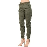 Hlače za žene bave se ženskim visokim strukom Jogger Cargo solidne hlače sa odgovarajućim pojasom