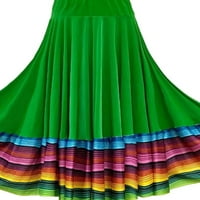 Haite Ladies Ruffle visokog struka suknje boemske asimetrije midi suknja casual a-line svilena suknja voće zeleni m-l-xl