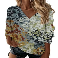 Calzi dugih rukava dame dame baggy top casual gradijent pulover V izrez cvjetni print majica majica