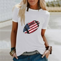 Ženska dana nezavisnosti Crewneck Majica kratkih rukava SAD Patriotske grafičke vrhove Ljetna lagana