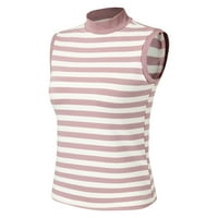 Tople termale za ženske termičke košulje bez rukava za žene podložne vrat donje rublje Termalni tenkovi prsluk zimski vrhovi Stripe majice Poliester Pink xxxxxxxxl