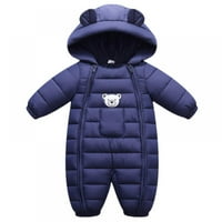 Bullpiano novorođenče Zim medvjed tiskani jednodijelni pamučni jakni s kapuljačom s kapuljačom Debeli