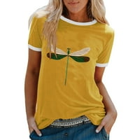 TKLPEHG Womens majica kratki rukav zazor modna slobodno vrijeme Crew Cret TEes majice Dragonfly Graphic