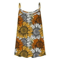 Pbnbp Ženska ljetna cvjetna print Crewneck majica bez rukava na plaži za odmor u bageru za odmor bluza