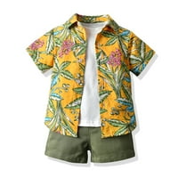 Vivianyo HD odjeća za dječake Čišćenje dječaka Modna kratka rukava bluza cvijeta retro kratke hlače