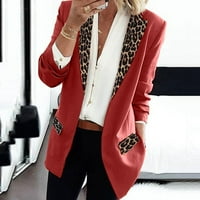 Kali_store Spring Jakne Blazer jakne za žene Radni casual ured dugih rukava modni saksiji Crveni, XXL