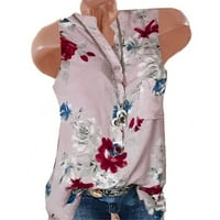 Ženska ležerna cvjetna bluza za bluze Labavi bez rukava s majicom prsluka bez rukava