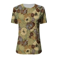 Ženski vrhovi plus veličina majica Ljetna casual majica kratkih rukava dugme za blubu za bluzu u šumu