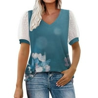 Beppter vrhovi za ženske plus veličine Thirts WoneŽenski cvjetni tiskani mrežasti majica s majicom s