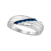 Sterling srebrna mens okrugla plava boja Poboljšana dijamantska godišnjica vjenčanja BAND prsten CTTW