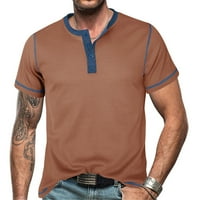 Funicet Muška ljetna Henley majica kratki rukav okrugli ovratnik čvrsta ležerna majica Slim-Fit