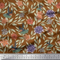 Soimoi Japan Crepe saten tkanina leteća ptica, Plumeria & Dahlia cvjetna ispis tkanina od dvorišta široka