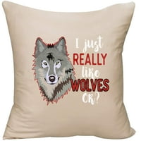Jednostavno volim vukove ok divlji životinjski ukrasni bacač jastučni poklopac bež smiješan poklon