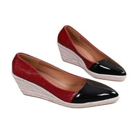 Žene Espadrilles Comfort Dress Pumpe Isteped TOE klinovi pumpe cipele Neklizajuće dame kliznu na modno crno vino crveno 5,5