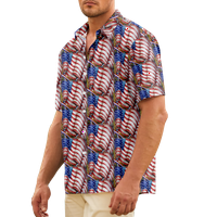 4. jula muška havajska majica USA Nacionalna zastava Grafička majica ovratnik 3D print plus veličina