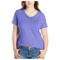 Ženski vrhovi ženske modne casual bluza plus veličine čvrste majice V izrez kratki rukav vrh