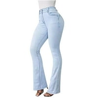 Ženske plus veličine Flare traperice Visoko struka podizanja za dizanje rasteznih bell dna traper hlače