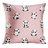 Crtani uzorak Panda medvjed na svijetlu ružičastu s različitim gestom slatko bacanje jastučnice jastučni