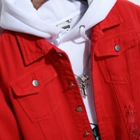 Symoidni muški jean kaputi i jakne - Jesen zimske i ženske plus labave jakne od trapera crvene s