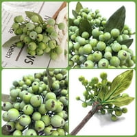 Umjetno zelene bobice stabljike cvjetni sprejevi zelenkanje voće viljuškarice za kućni vijenac stolni