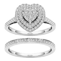 Set prsten ukrasni legura u obliku srčanog oblika rhinestone za žene za mladenku za vjenčanje