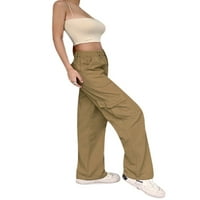 Frobukio Žene Upravne hlače u obliku slova Upravljač, visoki struk Jeans sa džepovima s džepovima Clubdeard Streetwarwer Brown 2xl