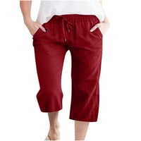LUMENTO HOLD HAANT Čvrsti pantalone sa čvrstim bojama visoke struke Capri hlače vrećica za široku nogu crvena xl