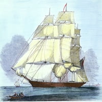 Vještica vala, 1852. Nthe American Clipper brod, vještica vala: obojeno graviranje drveta, 1852. Poster Print by
