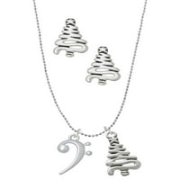 DELIGHT nakit silvertone bas clef srebrni ton zig zag božićne šarm ogrlice i naušnice