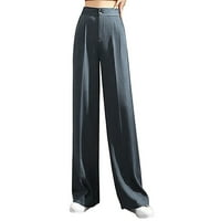 Aoochasliy ženske hlače plus veličine čišćenje pune duge sa dugim pantalonama sa čvrstim visokim strukom