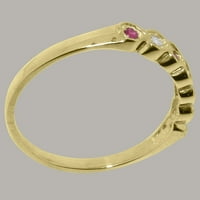 Britanci izrađeni čvrsti 9K žuti zlatni prsten sa kubnim cirkonijom i prirodnim rubinskim ženskim vječnim