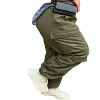 Vigorbear Wopseod Cargo Hlače Ležerne prilike elastične čvrste boje visoke struke Baš Harem pantalone sa džepovima za uličnu odjeću