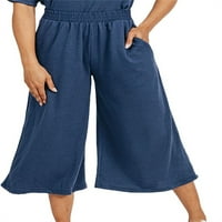 Dame Ljetna modna elastična traka Čvrsta boja labave hlače sa širokim nogama