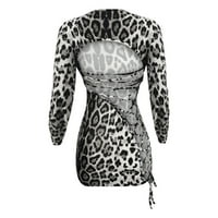 Zermoge Womens haljine košulje Plus veličina Žene Seksi Leopard Print Club Night Backcons Haljina s